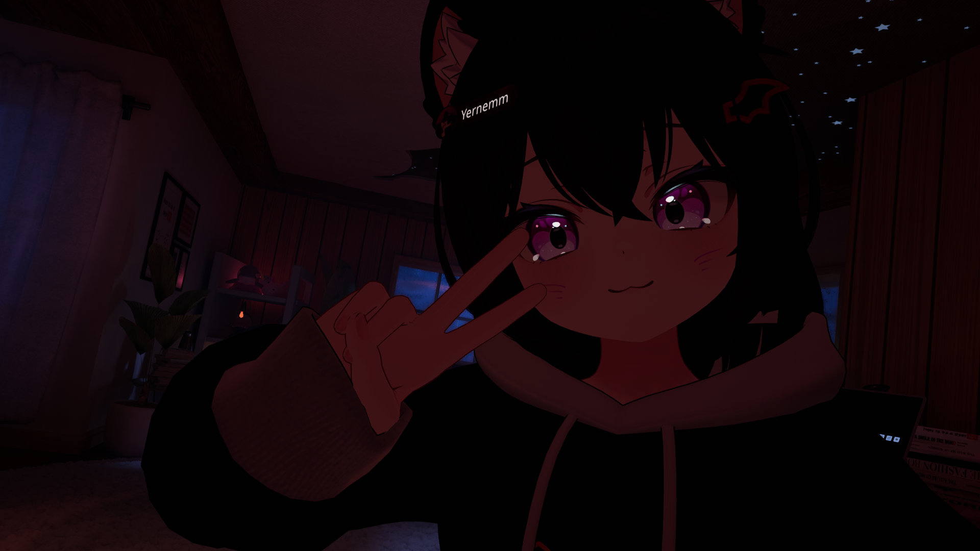 My first photo in VR on Linux, Full body and face tracking not working at this point.